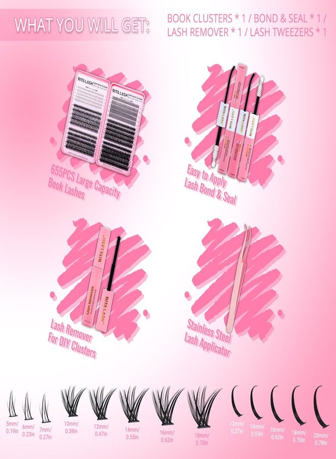 RITALASH Lash Extension Kit Cluster Lashes Kit+Bottom Lashes+Spikes Lash Clusters Eyelash Extensions with Lash Bond and Seal,Lash Remover,Lash Tweezers(30D 50D 60D 80D+Bottom Lashes+Spike Lash Kit) - Image 5